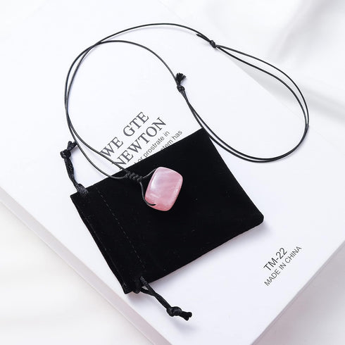 Runyangshi Dragon Blood Stone Square Pendant - 0.59"-0.78" (1.5-2cm) Tumbled Polished Stones Necklace Meditation Reiki