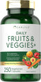 Carlyle Fruits and Veggies Supplement - 250 Capsules with 30 Fruits and Vegetables, Vegetarian, Non-GMO