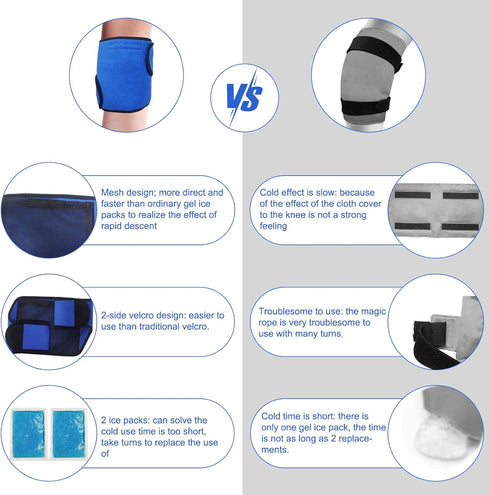 Knee Ice Pack for Injury - Reusable Hot Cold Gel Pack for Swelling and Pain Relief