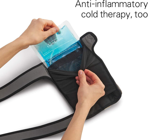 Sunbeam Heating Pad Wrap for Joint Pain Relief with Frozen Pack, Auto Shut Off, Black/Grey