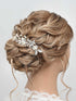 Heread Pearl Bride Wedding Hair Pins, Silver Leaf Bridal Hair Accessories for Women and Girls (Pack of 3)