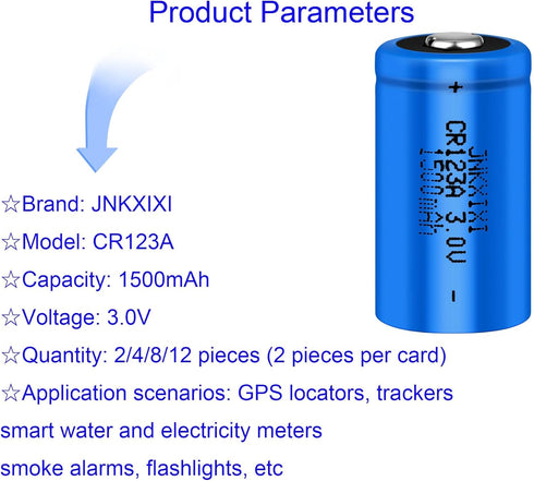 JNKXIXI CR123A 3V CR17345 123A1500mAh (2) Lithium Battery li-ion