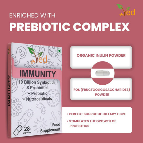 Ved Immunity Complex Probiotics and Prebiotics - 10 Billion CFU, 20 Live Bacterial Cultures, 28 Probiotic Complex