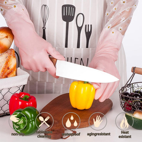 Dishwashing Cleaning Gloves 3 Pairs Reusable Rubber Non-Slip Laundry Kitchen Gardening