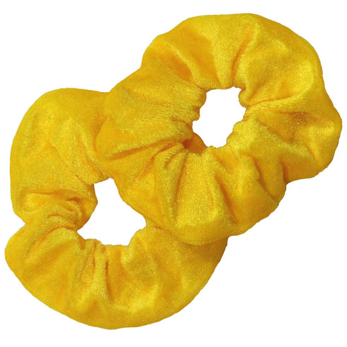 Kenz Laurenz Hair Ties - 2 Velvet Scrunchies for Women Girls, Ponytail Holder Accessories Pack (Yellow)