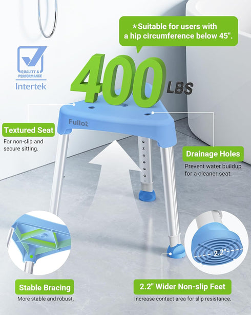 400 lbs Space-Saving Triangular Shower Chair for Elderly and Disabled, FSA/HSA Eligible Adjustable Shower Stool Seat
