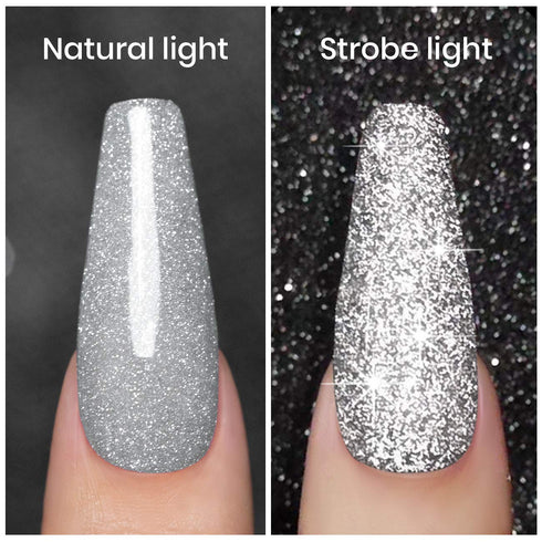 RARJSM Glitter Nail Polish Gel 1PACK 7.5ML Silver Soak Off Nail Polish for Nail Art Design Salon Quality