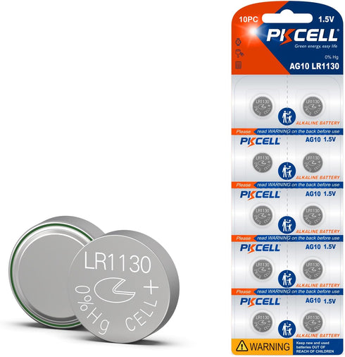 PKCELL LR1130 Battery LR54 AG10 389 390 Button Cell Battery 1.5V Alkaline Button
