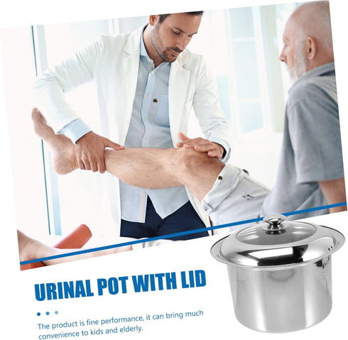 Stainless Steel Spittoon with Cover Durable Elderly Potty Urinal for Boy Girl and Adults Portable Chamber Pot for Home