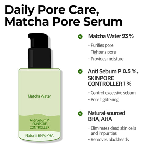 SOME BY MI Super Matcha Pore Tightening Serum, 1.69Oz, 50ml, Korean Skin Care for Sensitive Skin