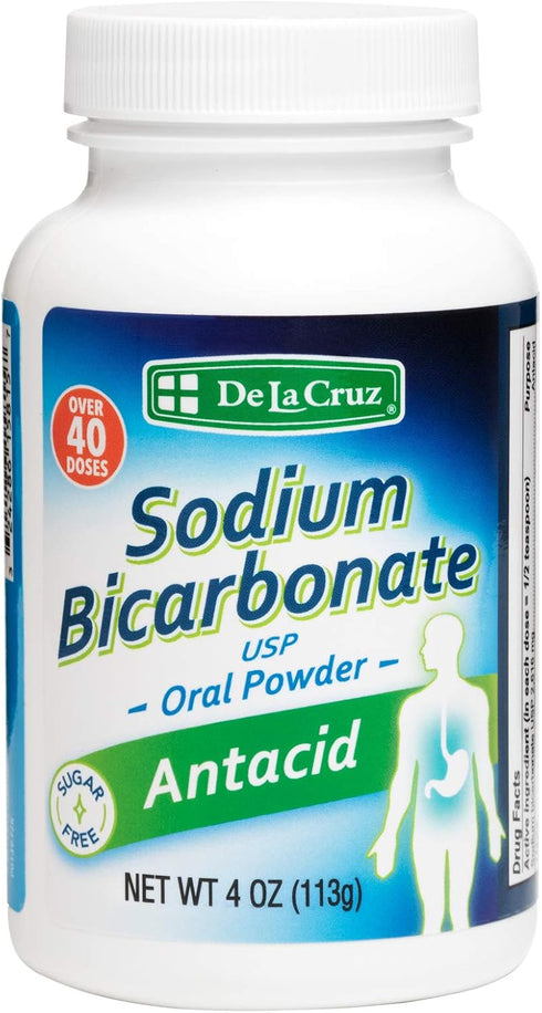 De La Cruz Pure Sodium Bicarbonate, USP Grade Baking Soda, 100% Pure, Aluminum Free Antacid Powder, 4 OZ