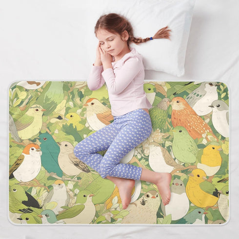 miaozhen Summer 52" 34" Cartoon Quail Bird Group Green Bed Underpads Waterproof Washable Bed Wetting Pad Changing Bed