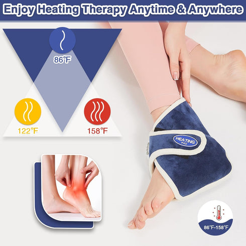AOBOCO Ankle Heating Pad for Pain Relief - Adjustable Heated Ankle Brace for Plantar Fasciitis/Achilles Tendinitis with