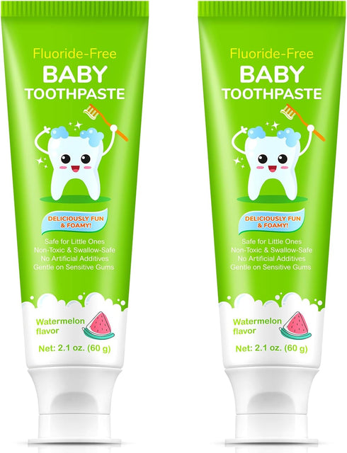 Smddx Fluoride-Free Baby Toothpaste for Ages 2-3 Natural Fruit-Flavored Mild Formula Pea-Sized Amount