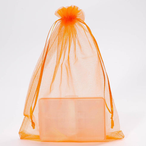 UHANGETH 100 Pcs 6x9 Inch Orange Drawstring Organza Gift Bags, Jewelry Party Wedding Favor Pouches