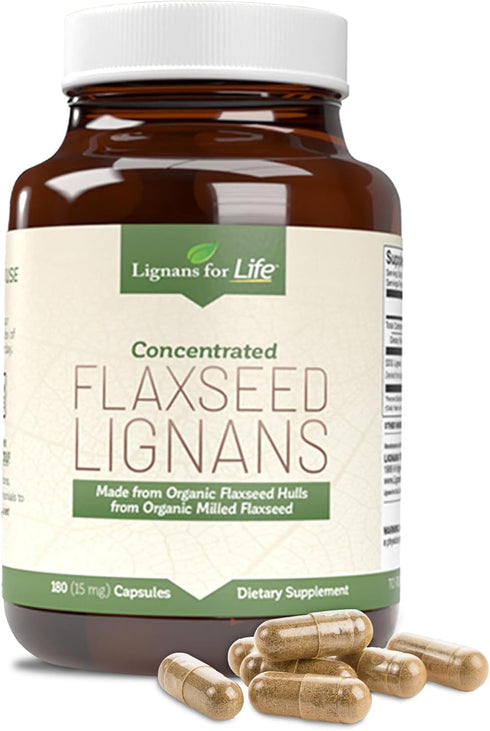 Lignans For Life Flaxseed Lignans for Dogs & People, Omega 3 Fatty Acids, 15mg, 180 Capsules, 1 Pack