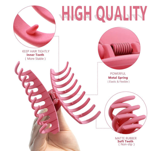 Large Hair Claw Clips for Women, Big Matte Colorful Banana Hair Clips, Aesthetic Preppy Stuff for Thick Curly Hair (8