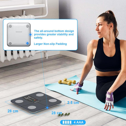 Smart Body Fat Scale with Large VA Display, 15 Metrics, Max 400lbs/180kg