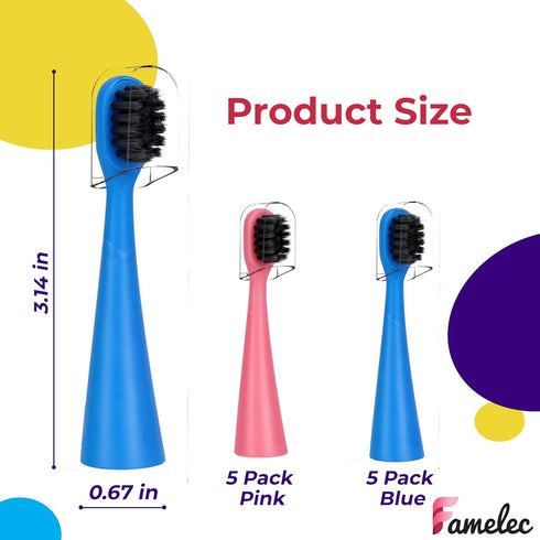 10Pcs Burst Kids Replacement Heads, Ultra Soft Bristles for Deep Clean, Light Pink & Blue