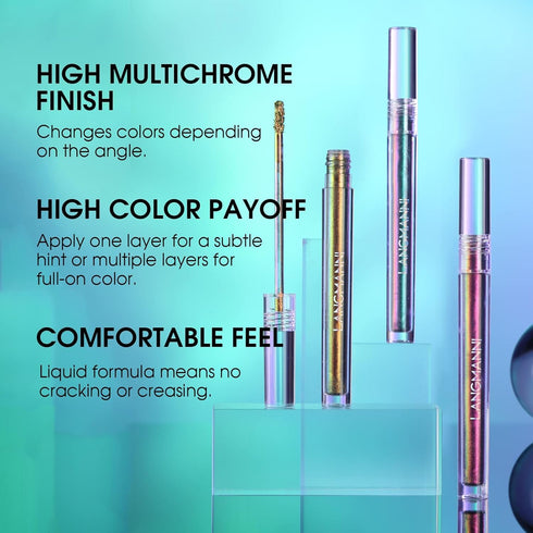 Jolilab Metallic Liquid Chameleon Eyeshadow, Long-Lasting Holographic Glitter Multichrome Makeup