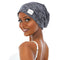 Silky Satin Lined Bonnet for Women, Adjustable Slouchy Beanie Sleep Cap for Long Curly Hair, Braids, Dreadlocks (Black)