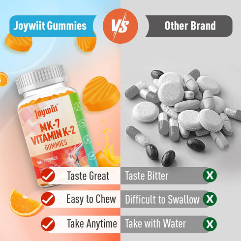 K2 MK-7 Gummies 100mcg, K2 60 Gummies Vitamin Extra Strength Vitamin Supplement for Bone & He-Art Support, Chewable