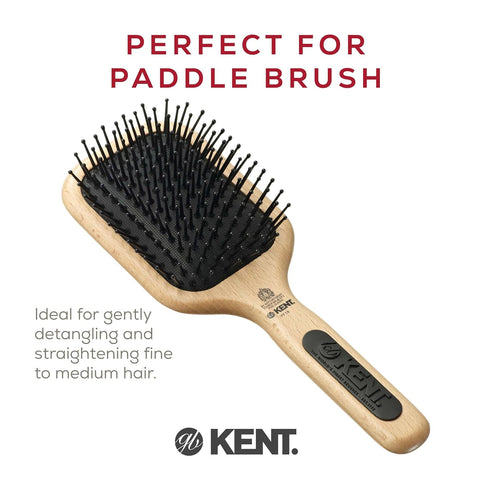 Kent PF18 Medium Cushion Paddle Brush - Detangling for Fine, Long, Thick, Curly Hair, Scalp Massager, Made in England