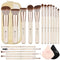 HEYMKGO 18pcs Professional Makeup Brushes Set with 2 Powder Puff & Travel Bag, Premium Synthetic Foundation Blush Kit