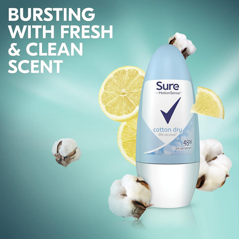 Sure Cotton Fresh Roll-on Deodorant, 6pk x 50ml