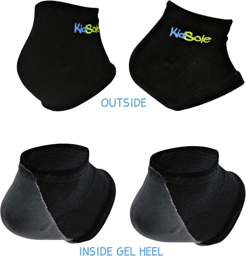 KidSole Gel Heel Strap for Kids with Heel Sensitivity, Plantar Fasciitis (Teenager Sizes 6-8, Black)