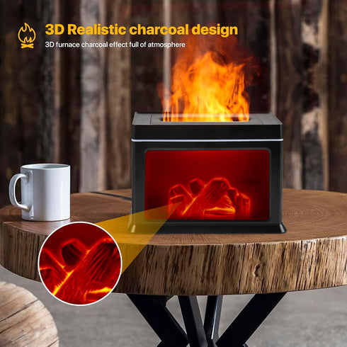 Laviniar 150ml 7 Essential Oil Diffuser, Fireplace Fire Flame Aromatherapy Diffuser, Ultrasonic Cool Mist Humidifier