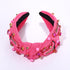 Hot Pink Knotted Headband, Western Cowgirl Accessories for Women, Beaded Cowboy Boot Embellished Headband