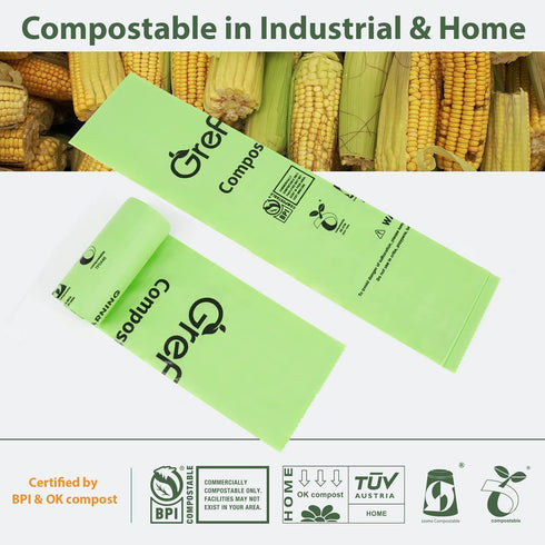 Compostable Trash Bags for Kitchen Compost Bin, 1.2 Gallon, 150 Count Small Bags for Food Scrap Waste