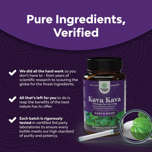 Kava Root Mood Support Supplement - 1000mg Kava Kava Capsules for Fast Acting Mood and Relaxation (Trial Size)