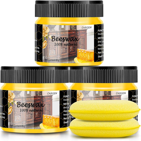 CARGEN 3 PCS Wood Seasoning Beeswax, Natural Traditional Wood Wax for Furniture Care