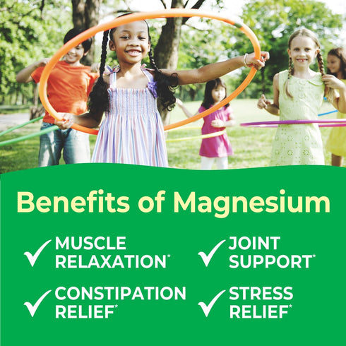 Kids Magnesium Chewable 300mg Supplement, Great Tasting, Vegan, Non-GMO, Gluten Free, 120 Chewables