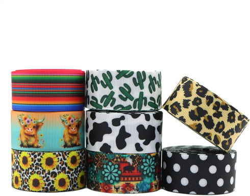 David Accessories Leaves Grosgrain Ribbon Tape, 1" Wide x 40 Yards, 8 Rolls of 5 Yards for DIY Hair Bow, Wedding, Party