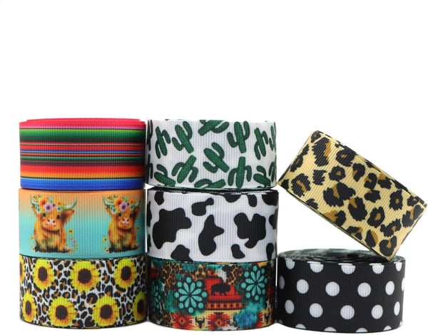 David Accessories Leaves Grosgrain Ribbon Tape, 1" Wide x 40 Yards, 8 Rolls of 5 Yards for DIY Hair Bow, Wedding, Party