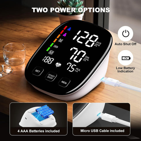 Blood Pressure Monitors for Home Use, Extra Large Blood Pressure Cuff, 6 in Large LED Backlit Display, USB Cable &