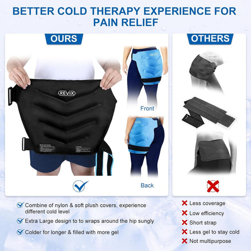 REVIX Extra Large Reusable Ice Packs, Cold Packs for Bursitis Hip Pain Relief, 2 Packs for Hip Surgery Recovery &