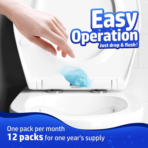 Vacplus Septic Tank Treatment 12 Pcs, 1-Year Supply of Dissolvable Packs for Wastes, Greases & Odors