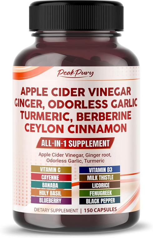 PEAKPURY Apple Cider Vinegar Ginger Odorless Garlic Turmeric Berberine