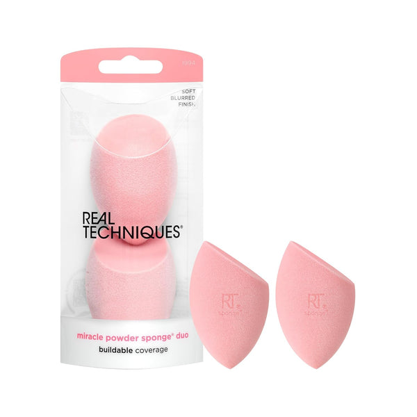 Real Techniques Miracle Powder Sponge, Makeup Blending Sponge for Powder Products, 2 Count