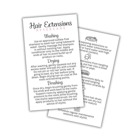 Hair Extension Aftercare Instruction Card, 50 pk, Do s and Don ts for Extensions Care