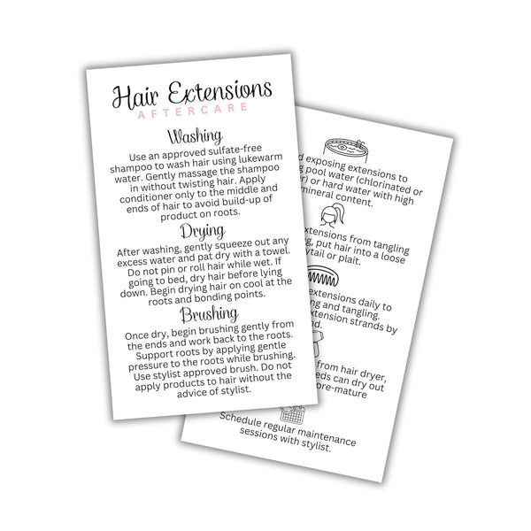 Hair Extension Aftercare Instruction Card, 50 pk, Do s and Don ts for Extensions Care