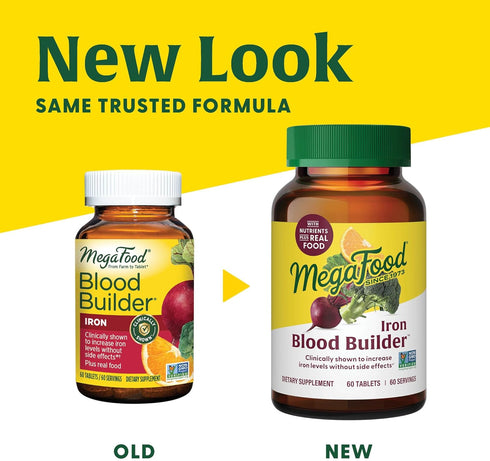MegaFood Blood Builder - Iron Supplement for Women with Vitamin C, B12, Folic Acid - Vegan, 180 Tabs