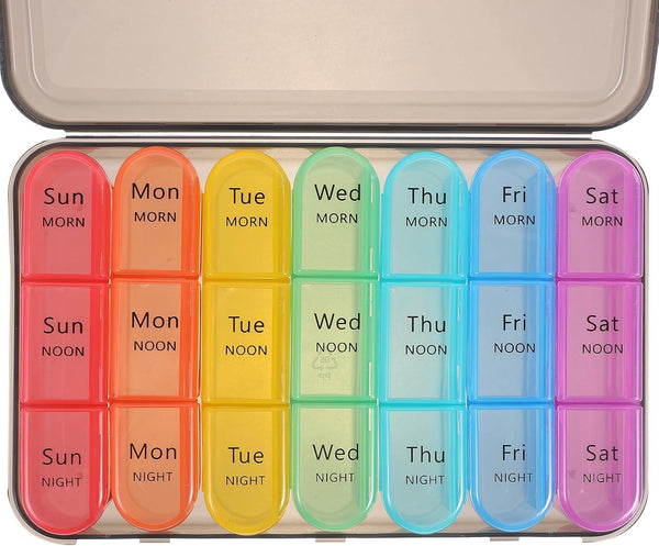 OUNONA Large Weekly Pill Organizer Medicine Storage Box, Sealed Moisture-Proof Container for