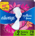 Always Radiant Feminine Pads for Women, Flexfoam Pads with Wings, Size 2, Heavy Absorbency, 78 Count