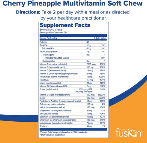 Bariatric Fusion Chewable Multivitamin, Cherry Pineapple Flavor, 60 Count for Post Bariatric Surgery Patients
