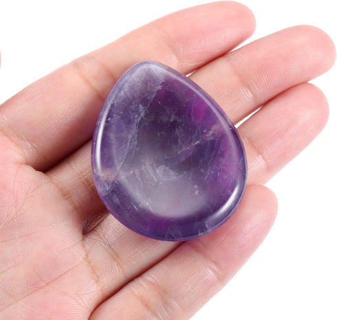 CrystalTears Amethyst Crystal Worry Stone, Polished Healing Crystals Pocket Palm Stone for Anxiety Stress Relief